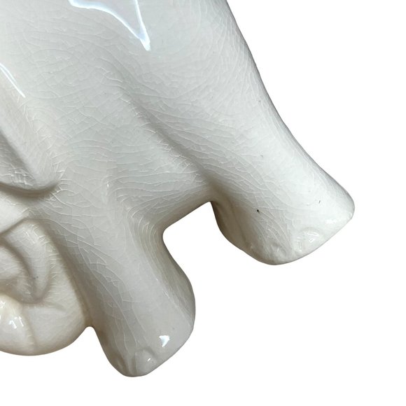 Vintage White Elephant Ceramic Planter Trunk Up - Picture 5 of 7